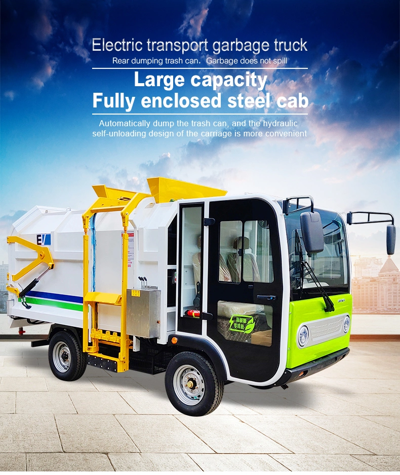 Mini Electric Garbage Truck Hook Container Front Loader Garbage Compressed Truck